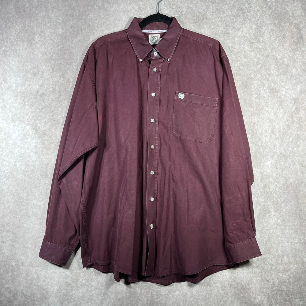 Cinch Shirt Mens Large Purple Button‎ Down Western Cowboy Rodeo Long Sleeves